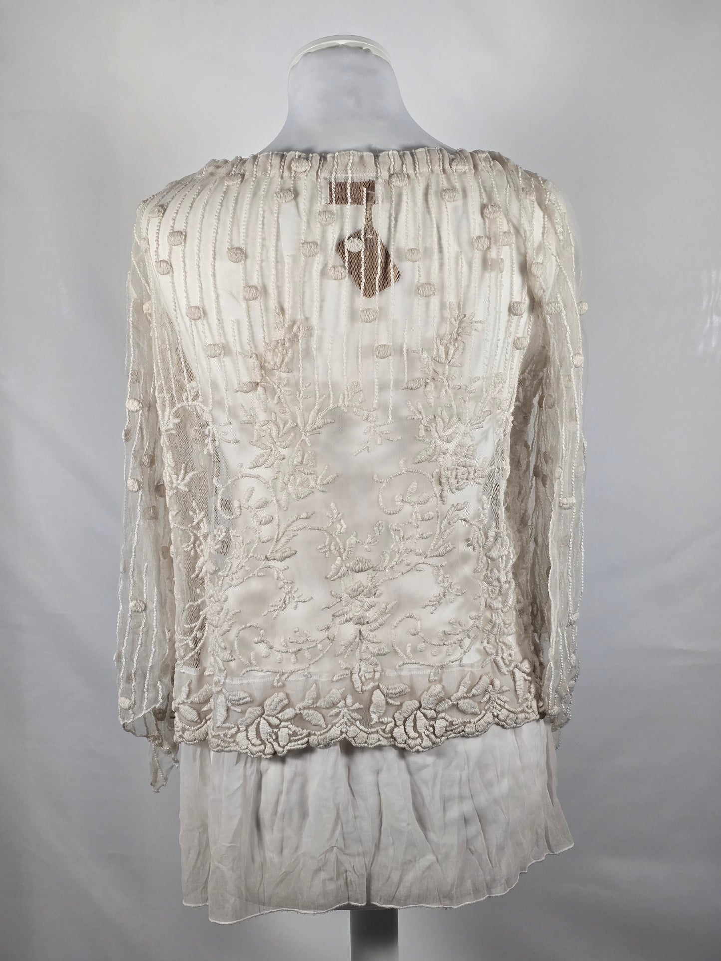 Bestickte Designer-Bluse von Elisa Cavaletti – Grösse M