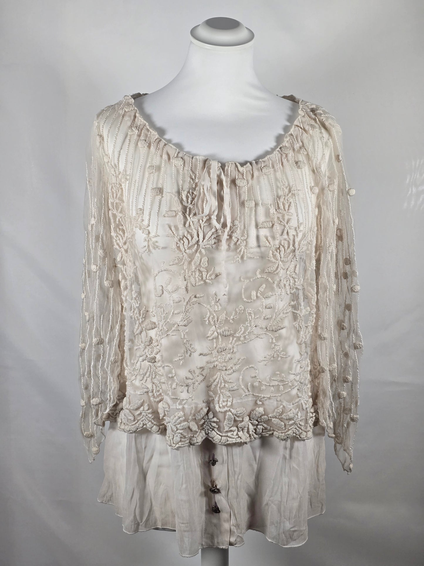 Bestickte Designer-Bluse von Elisa Cavaletti – Grösse M