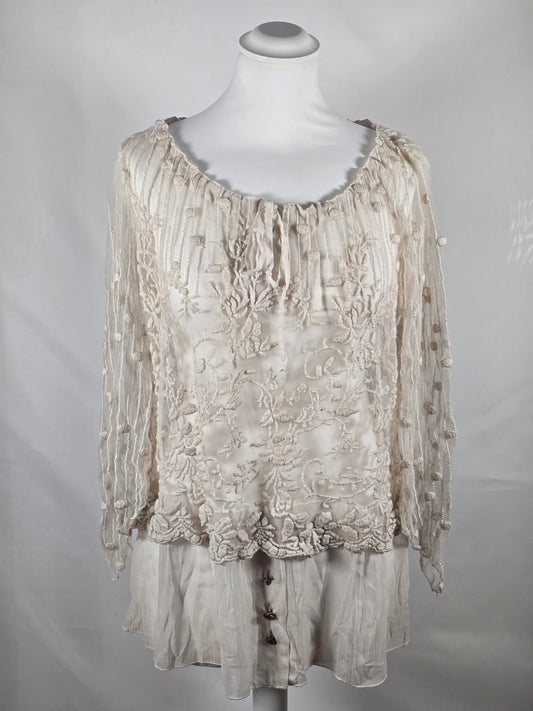 Bestickte Designer-Bluse von Elisa Cavaletti – Grösse M