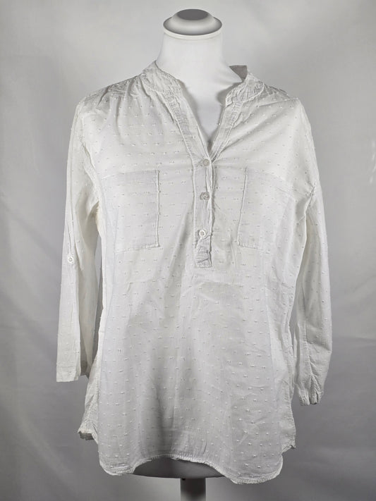 Weisse Baumwoll-Bluse mit feiner Struktur – Grösse M
